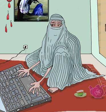 حقوق زنان، انترنت، بوجی بر سر، پشت درهای بسته
